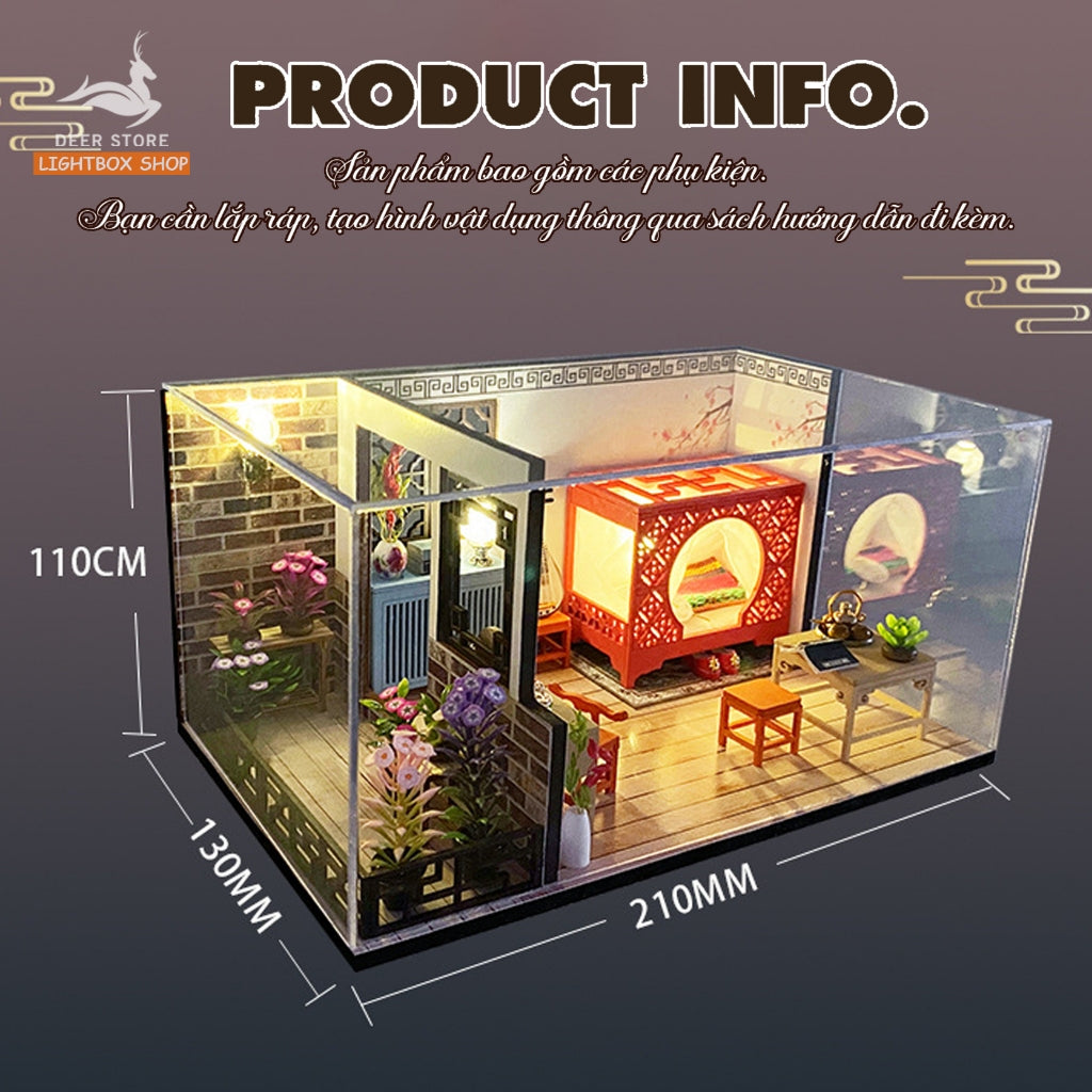 Nhà Búp Bê Bằng Gỗ Mô hình Nhà Bếp Và Phòng Ngủ tự làm DIY. Tặng Dụng Cụ Và Keo dán. MD23. Quà Tặng Ý Nghĩa
