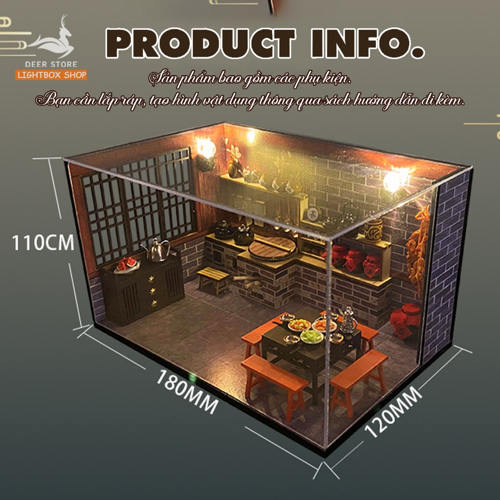 Nhà Búp Bê Bằng Gỗ Mô hình Nhà Bếp Và Phòng Ngủ tự làm DIY. Tặng Dụng Cụ Và Keo dán. MD23. Quà Tặng Ý Nghĩa