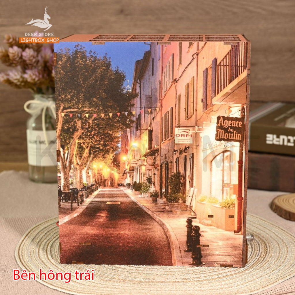 Mô hình Book Nook DIY Trang trí Giá sách bằng gỗ. Mô hình tự lắp ráp 3d có đèn Led. SL11. TẶNG KEO DÁN Quà tặng ý nghĩa