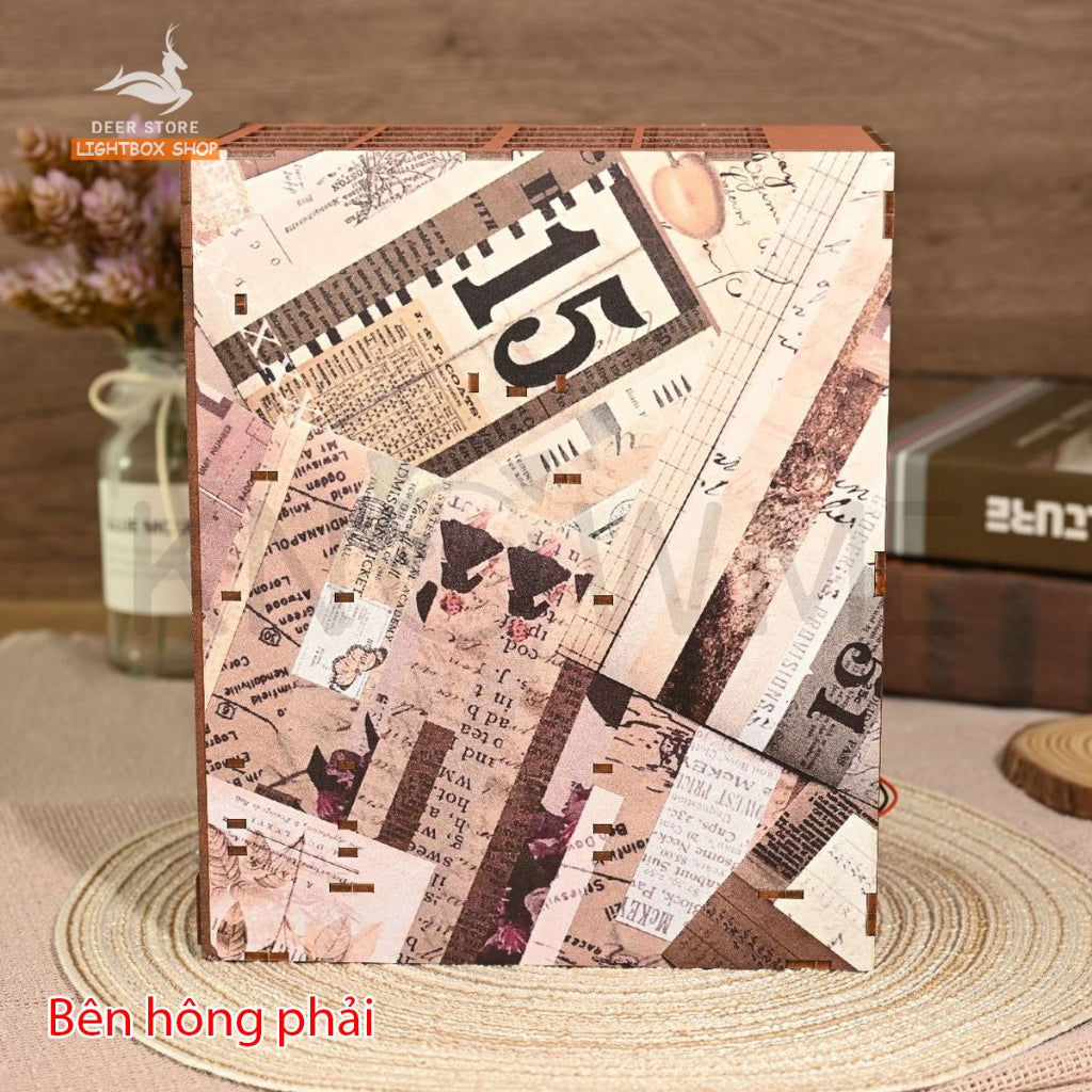 Mô hình Book Nook DIY Trang trí Giá sách bằng gỗ. Mô hình tự lắp ráp 3d có đèn Led. SL11. TẶNG KEO DÁN Quà tặng ý nghĩa