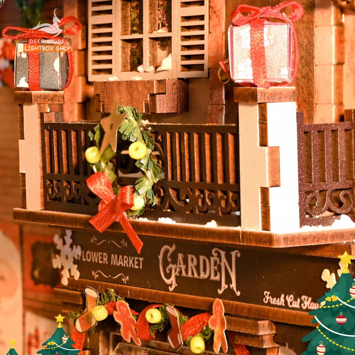 Mô hình Book Nook trang trí DIY Chủ đề Noel. Nhà búp bê bằng gỗ 3d có Đèn led và Nội thất trang trí SL12. Quà Noel Đẹp