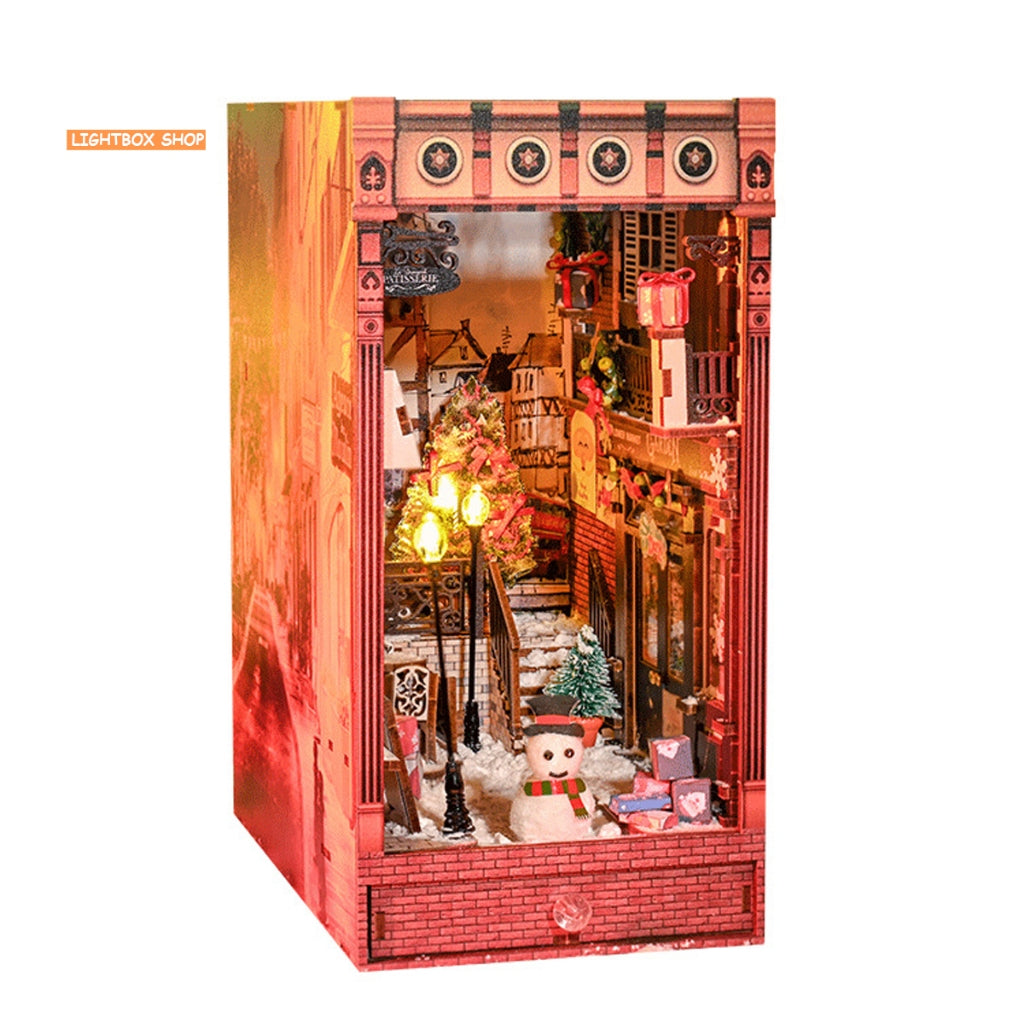 Mô hình Book Nook trang trí DIY Chủ đề Noel. Nhà búp bê bằng gỗ 3d có Đèn led và Nội thất trang trí SL12. Quà Noel Đẹp