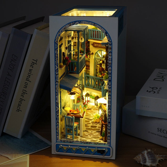 Mô hình BOOK NOOK. Tặng MICA CHE BỤI, KEO DÁN, Có đèn led. Nhà búp bê gỗ DIY Trang Trí Kệ sách. Quà tặng ý Nghĩa