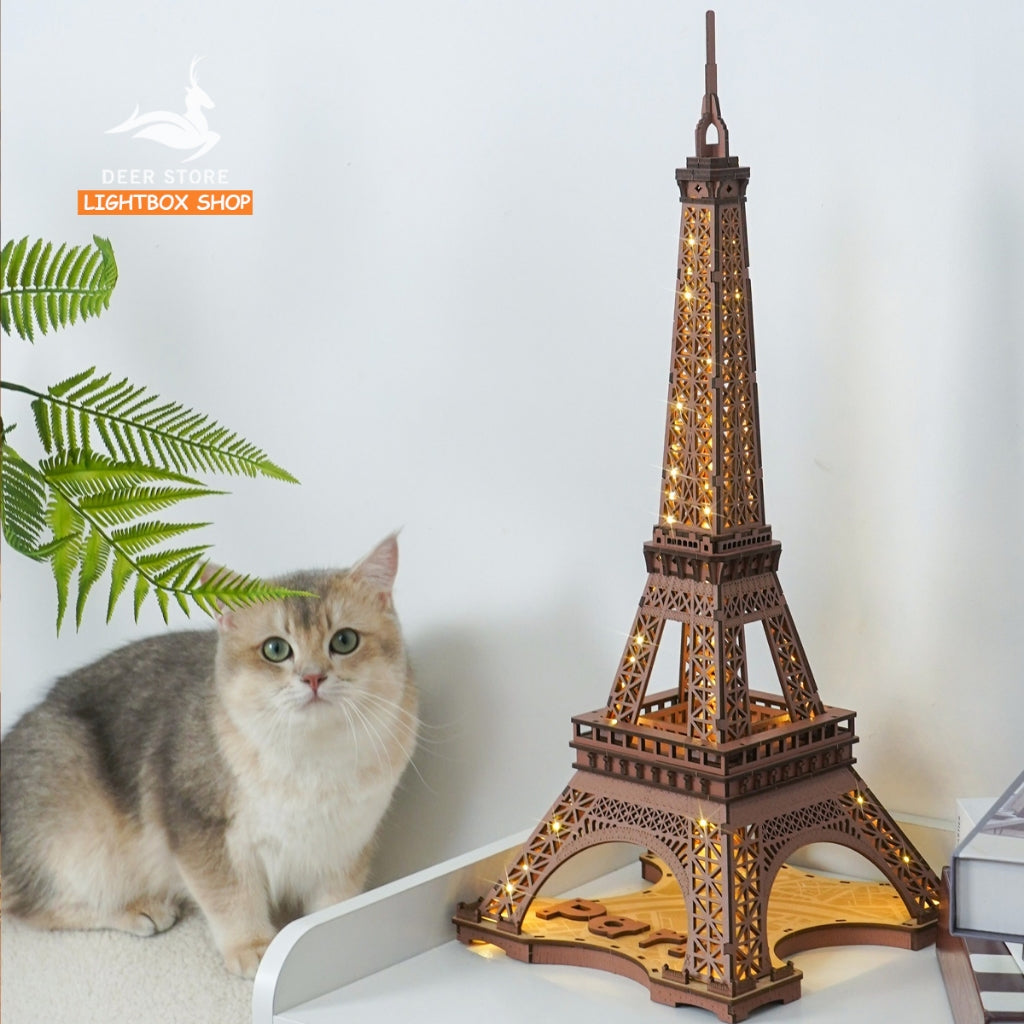 Mô hình Xếp Hình Robotime 3D Tự Lắp Ráp Bằng Gỗ. Tháp Eiffel Về Đêm. Rolife Night of the Eiffel Tower TGL01. Có đèn led.