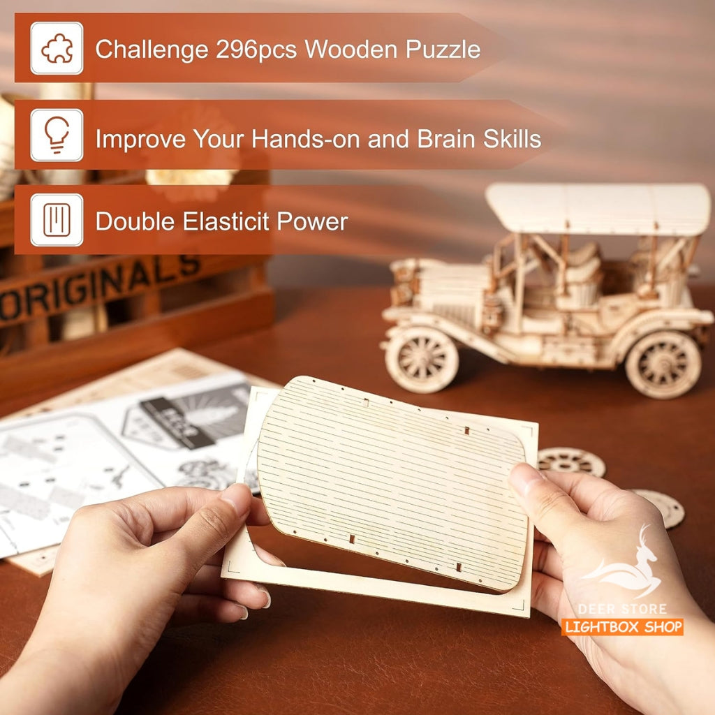 Mô hình lắp ráp Robotime Xe Hơi Cổ Tự lắp ráp bằng gỗ DIY. ROKR Vintage Car 3D Wooden Puzzle MC801