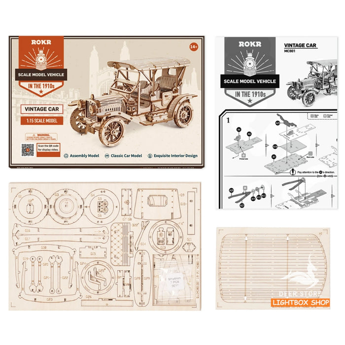 Mô hình lắp ráp Robotime Xe Hơi Cổ Tự lắp ráp bằng gỗ DIY. ROKR Vintage Car 3D Wooden Puzzle MC801