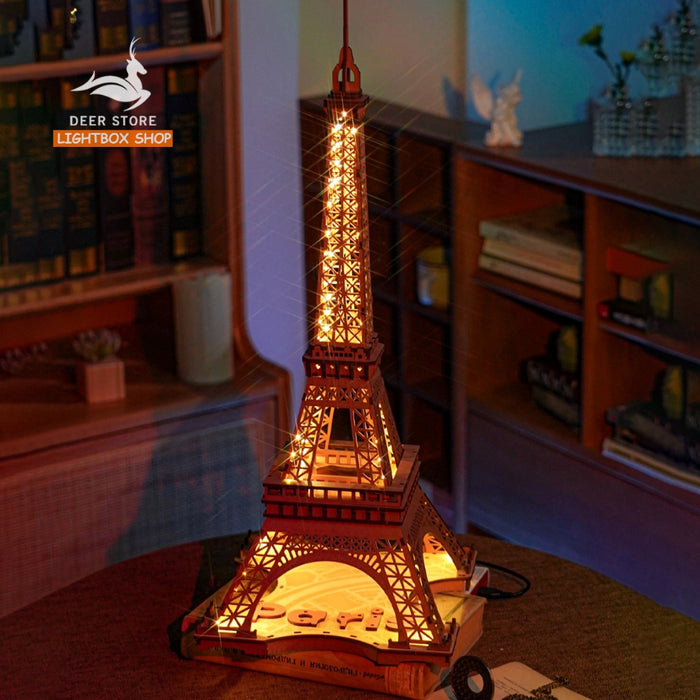 Mô hình Xếp Hình Robotime 3D Tự Lắp Ráp Bằng Gỗ. Tháp Eiffel Về Đêm. Rolife Night of the Eiffel Tower TGL01. Có đèn led.