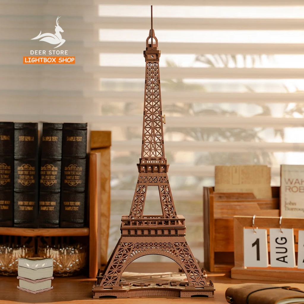 Mô hình Xếp Hình Robotime 3D Tự Lắp Ráp Bằng Gỗ. Tháp Eiffel Về Đêm. Rolife Night of the Eiffel Tower TGL01. Có đèn led.