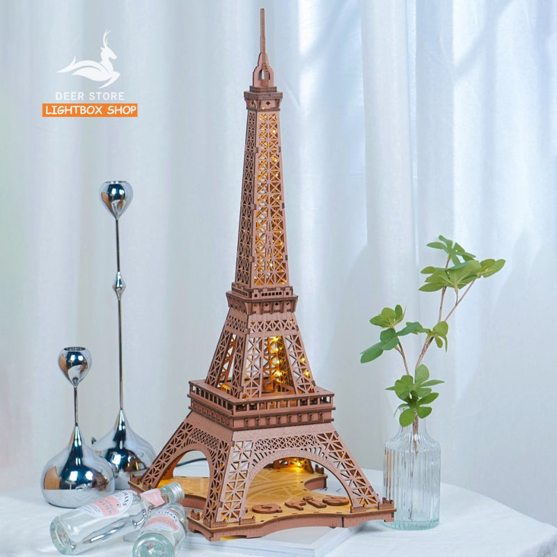 Mô hình Xếp Hình Robotime 3D Tự Lắp Ráp Bằng Gỗ. Tháp Eiffel Về Đêm. Rolife Night of the Eiffel Tower TGL01. Có đèn led.
