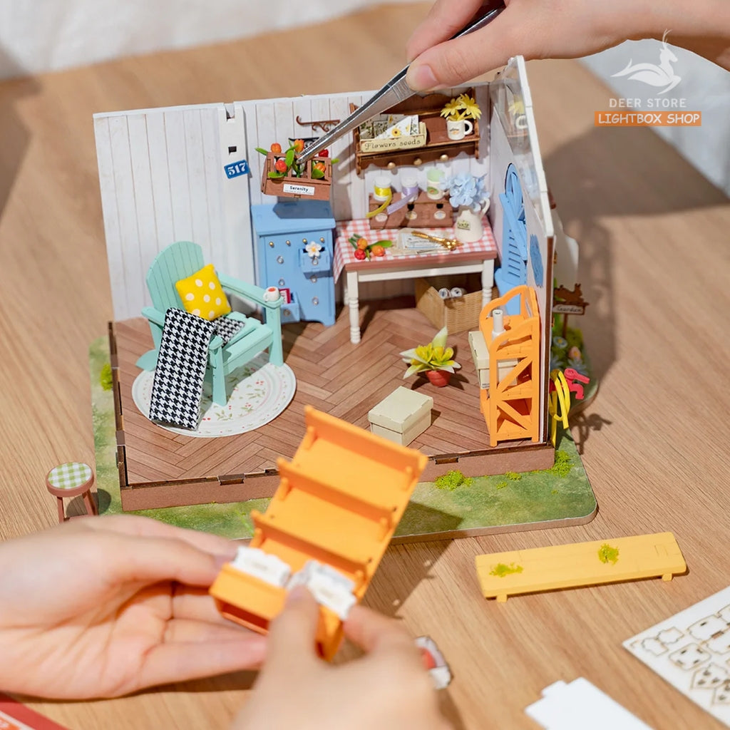 Nhà búp bê Robotime bằng gỗ tự lắp ráp Rolife Dreamy Garden House DIY DG163. Mô hình nhà gỗ 3d. Quà tặng ý nghĩa