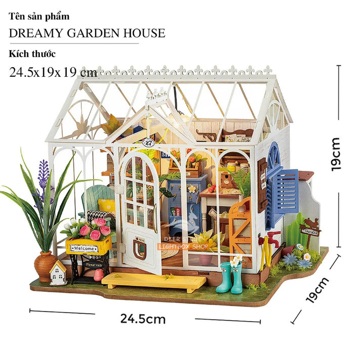 Nhà búp bê Robotime bằng gỗ tự lắp ráp Rolife Dreamy Garden House DIY DG163. Mô hình nhà gỗ 3d. Quà tặng ý nghĩa