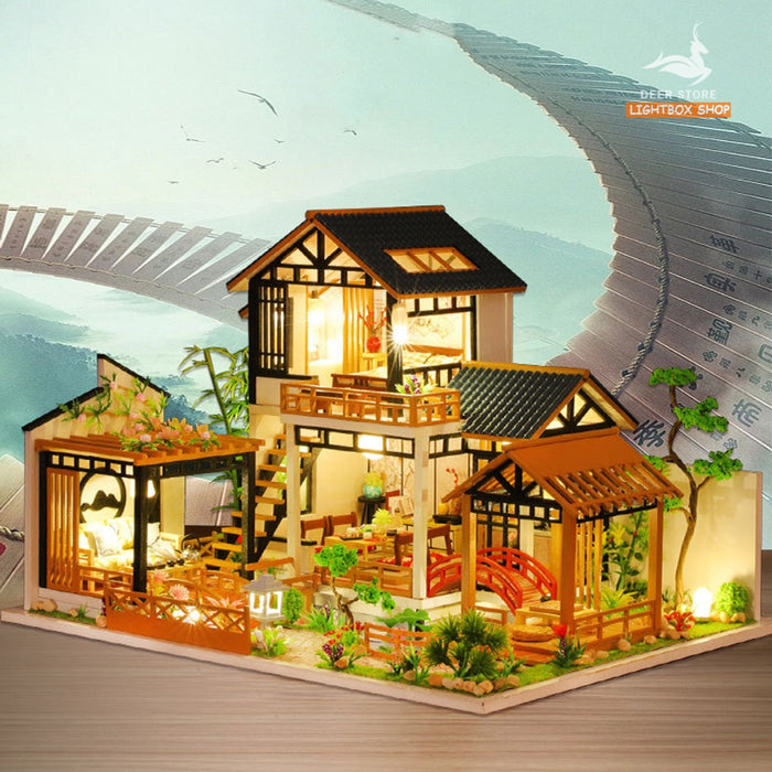 Nhà búp bê diy tự làm bằng gỗ. Tặng KEO DÁN VÀ DỤNG CỤ. Mô hình Nhà Gỗ 3d Lâm Viên Điền Cư P018. QUÀ TẶNG Ý NGHĨA