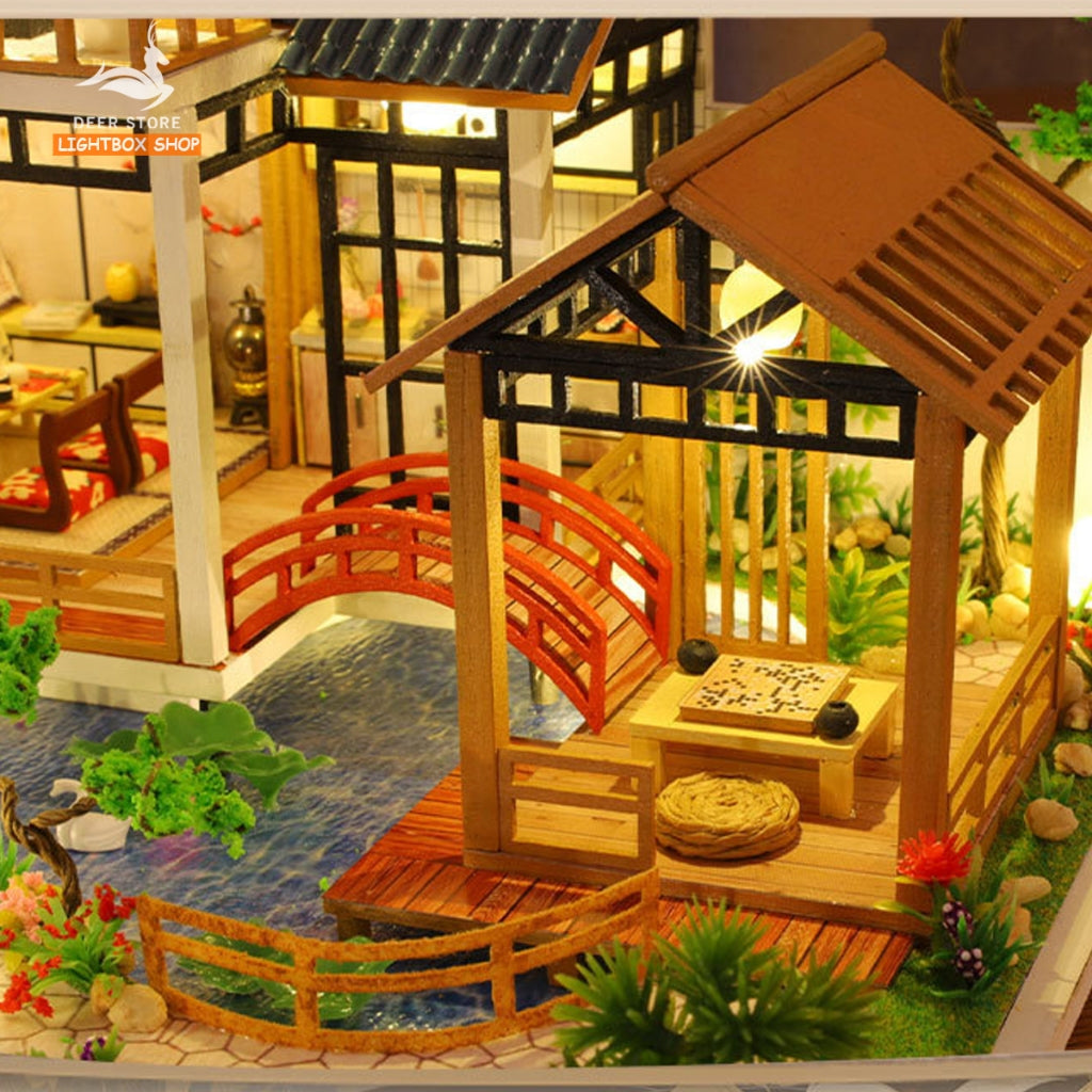 Nhà búp bê diy tự làm bằng gỗ. Tặng KEO DÁN VÀ DỤNG CỤ. Mô hình Nhà Gỗ 3d Lâm Viên Điền Cư P018. QUÀ TẶNG Ý NGHĨA