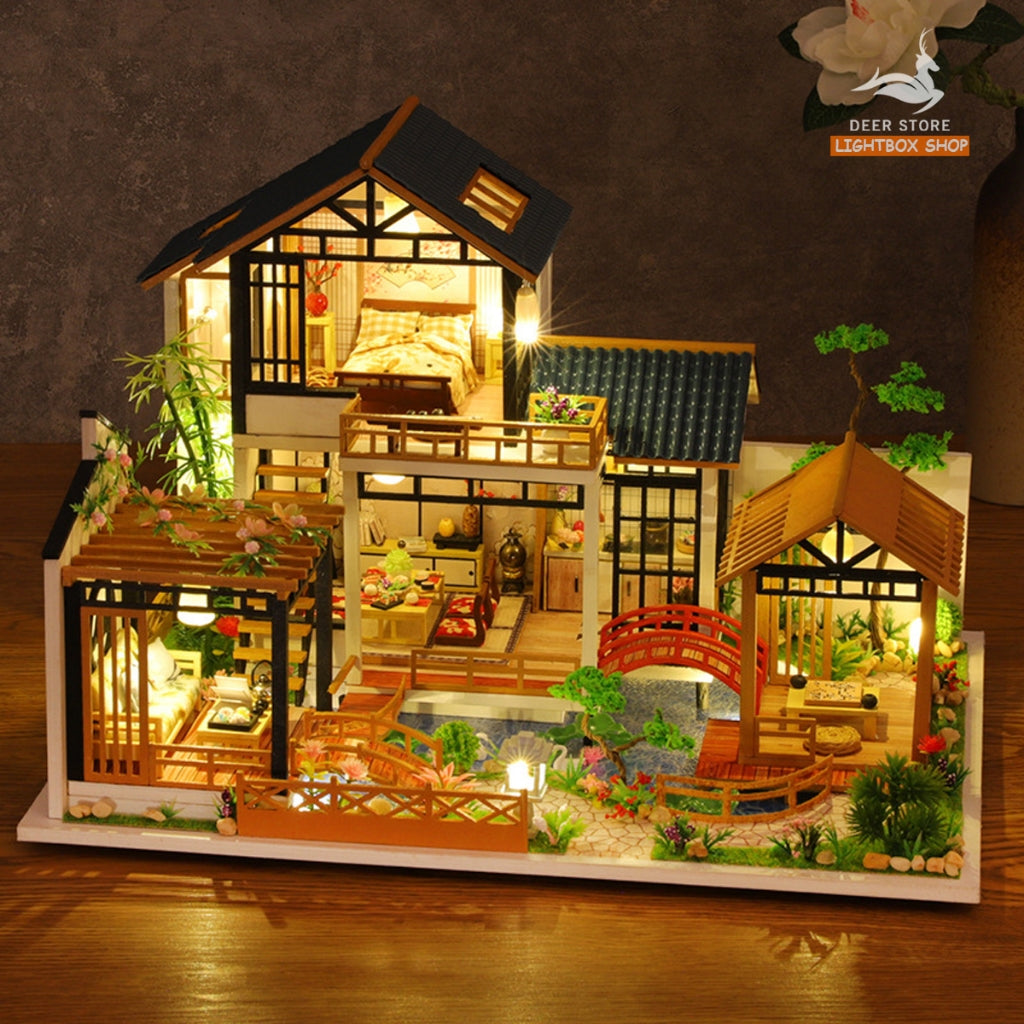 Nhà búp bê diy tự làm bằng gỗ. Tặng KEO DÁN VÀ DỤNG CỤ. Mô hình Nhà Gỗ 3d Lâm Viên Điền Cư P018. QUÀ TẶNG Ý NGHĨA