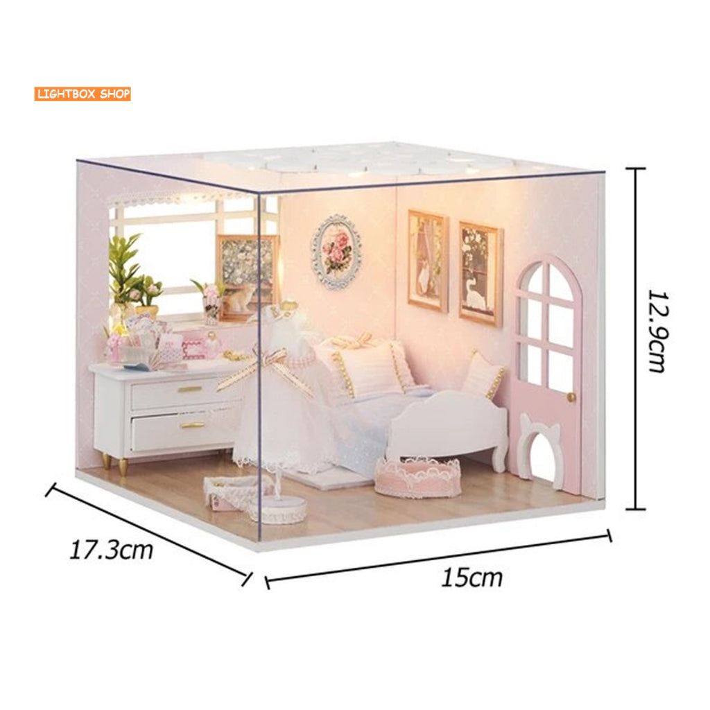 Nhà búp bê Mini DIY tự làm bằng gỗ. Tặng KEO DÁN. Mô hình gỗ 3d H-021 Bộ sưu tập My Little Scene Series