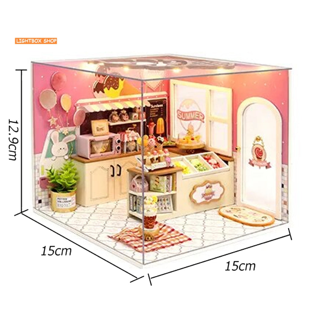 Nhà búp bê Mini DIY tự làm bằng gỗ. Tặng KEO DÁN. Mô hình gỗ 3d H-021 Bộ sưu tập My Little Scene Series
