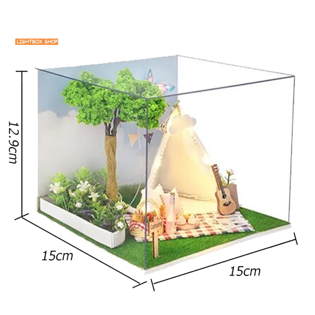 Nhà búp bê Mini DIY tự làm bằng gỗ. Tặng KEO DÁN. Mô hình gỗ 3d H-021 Bộ sưu tập My Little Scene Series