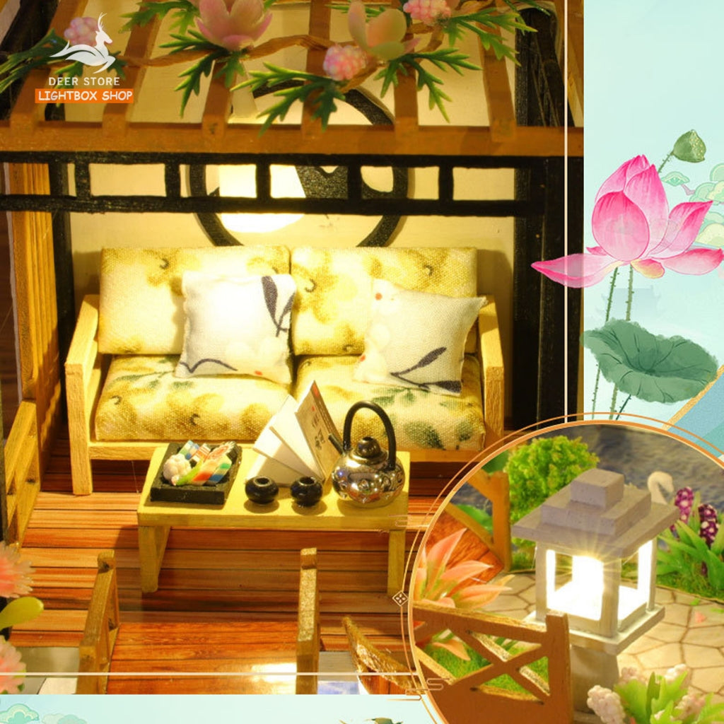 Nhà búp bê diy tự làm bằng gỗ. Tặng KEO DÁN VÀ DỤNG CỤ. Mô hình Nhà Gỗ 3d Lâm Viên Điền Cư P018. QUÀ TẶNG Ý NGHĨA