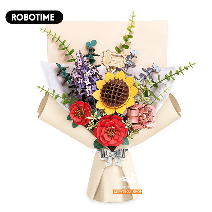 Robotime DIY Bó hoa bằng gỗ 3D tự làm. ROKR ROWOOD Wooden Flower Bouquet TW01H. Hoa tự làm Quà tặng ý Nghĩa cho Bạn Gái