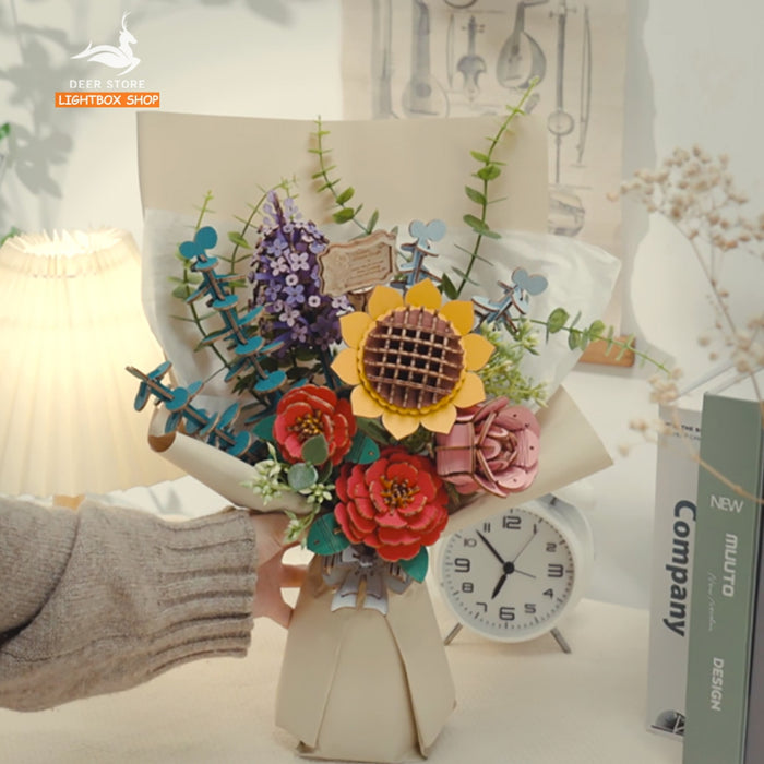 Robotime DIY Bó hoa bằng gỗ 3D tự làm. ROKR ROWOOD Wooden Flower Bouquet TW01H. Hoa tự làm Quà tặng ý Nghĩa cho Bạn Gái