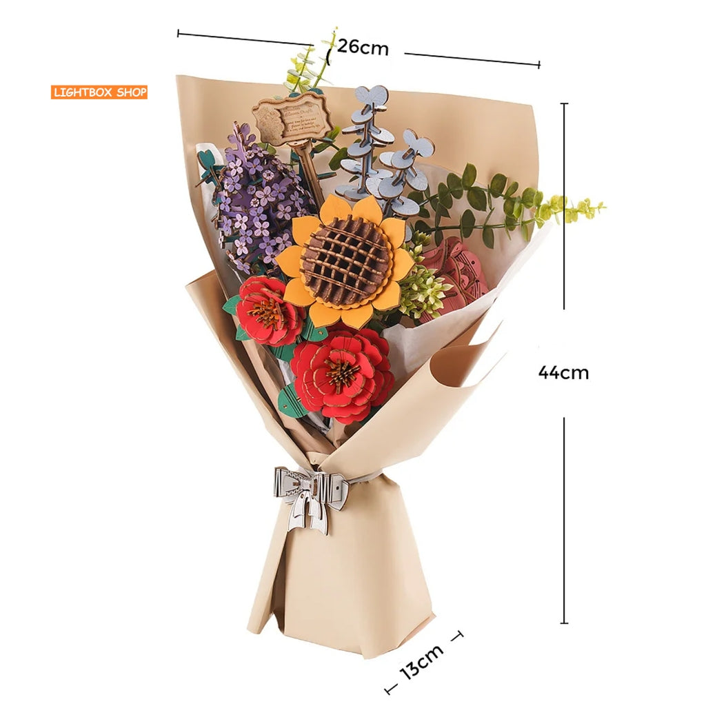 Robotime DIY Bó hoa bằng gỗ 3D tự làm. ROKR ROWOOD Wooden Flower Bouquet TW01H. Hoa tự làm Quà tặng ý Nghĩa cho Bạn Gái