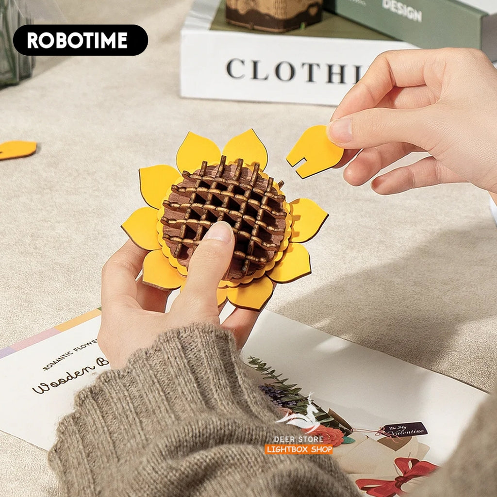 Robotime DIY Bó hoa bằng gỗ 3D tự làm. ROKR ROWOOD Wooden Flower Bouquet TW01H. Hoa tự làm Quà tặng ý Nghĩa cho Bạn Gái