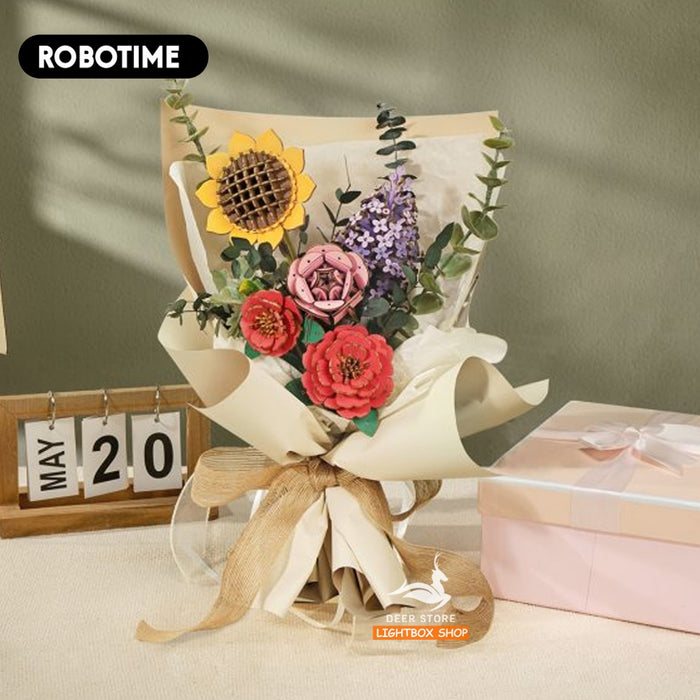 Robotime DIY Bó hoa bằng gỗ 3D tự làm. ROKR ROWOOD Wooden Flower Bouquet TW01H. Hoa tự làm Quà tặng ý Nghĩa cho Bạn Gái