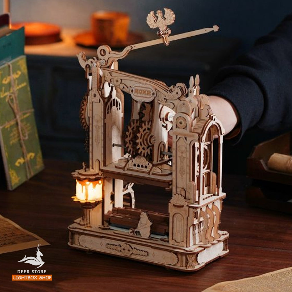 Mô hình Máy in cổ điển bằng gỗ 3d Robotime ROKR Classic Printing Press 3D Wooden Puzzle LK602. Tạo sổ lưu niệm DIY