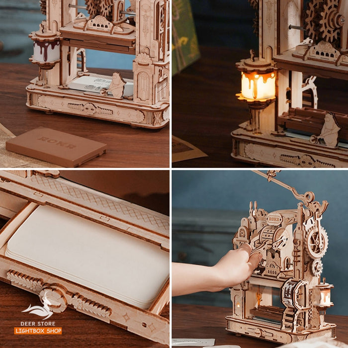 Mô hình Máy in cổ điển bằng gỗ 3d Robotime ROKR Classic Printing Press 3D Wooden Puzzle LK602. Tạo sổ lưu niệm DIY