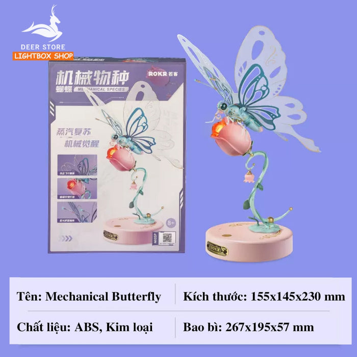 Mô hình Butterfly tự lắp ráp của Robotime. ROKR Mechanical Butterfly DIY 3D Puzzle MI05. Quà tặng bạn gái ý nghĩa