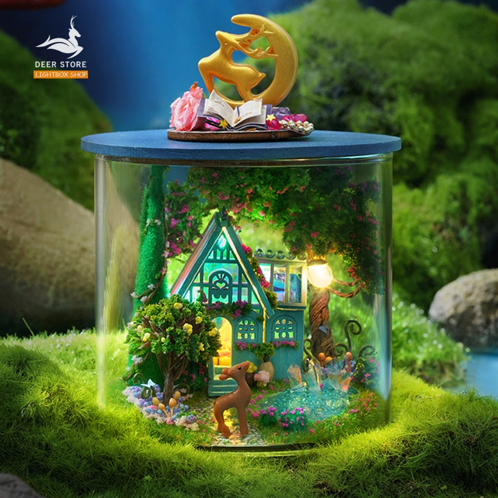Ngôi Nhà Búp Bê Ma Thuật DIY trong Trụ Thủy Tinh | Tặng KEO DÁN. Mô hình nhà gỗ 3d tự làm. Dream Bottle B32