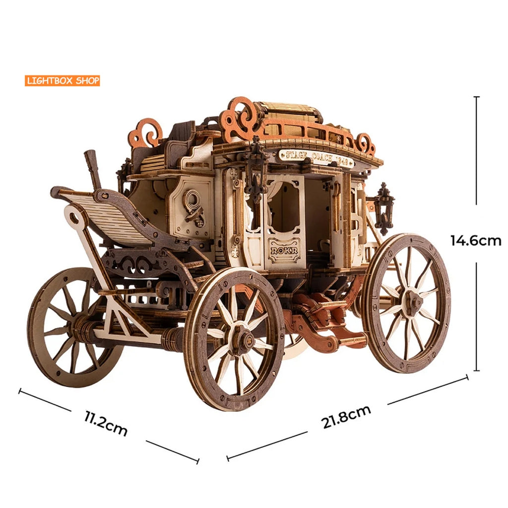 Hộp âm nhạc Xe ngựa Robotime. ROKR Stagecoach Mechanical Music Box AMKA1. Mô hình bằng gỗ Tự lắp ráp. Quà tặng ý nghĩa