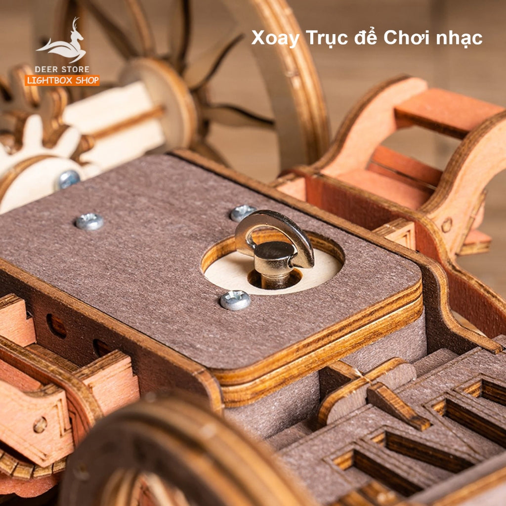 Hộp âm nhạc Xe ngựa Robotime. ROKR Stagecoach Mechanical Music Box AMKA1. Mô hình bằng gỗ Tự lắp ráp. Quà tặng ý nghĩa