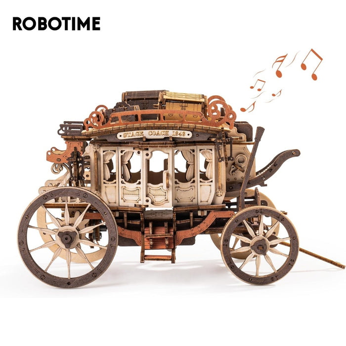 Hộp âm nhạc Xe ngựa Robotime. ROKR Stagecoach Mechanical Music Box AMKA1. Mô hình bằng gỗ Tự lắp ráp. Quà tặng ý nghĩa