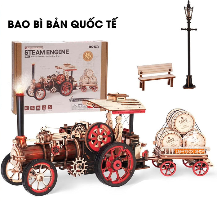 Khám phá Sức Mạnh Của Cơ Khí với ROKR Steam Engine LKA01 | Mô hình xe bằng Gỗ 3D tự lắp ráp Chất Lượng Từ Robotime.