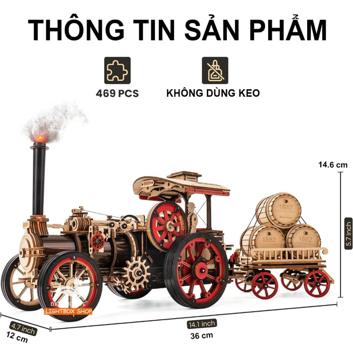 Khám phá Sức Mạnh Của Cơ Khí với ROKR Steam Engine LKA01 | Mô hình xe bằng Gỗ 3D tự lắp ráp Chất Lượng Từ Robotime.