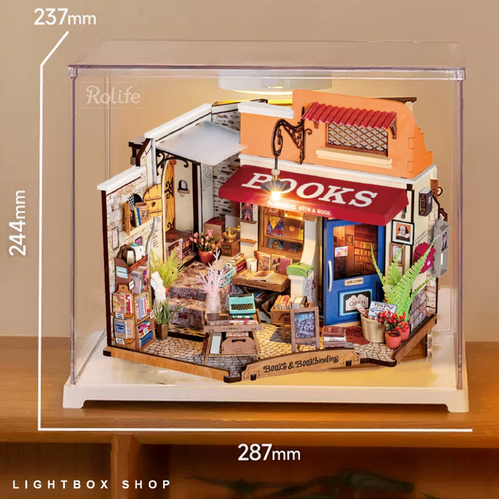 Bộ Sản Phẩm Mô hình Nhà Gỗ Rolife Corner Bookstore DIY DG164. Nhà búp bê Robotime Tự Lắp ráp.