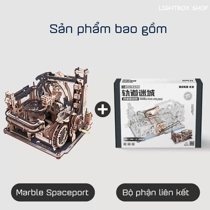 Mô hình Robotime ROKR Marble Spaceport Marble Run 3D Tự Lắp ráp Bằng gỗ LGC01. Có Tự động bằng điện