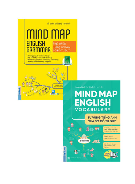 Combo Mindmap English Grammar - Ngữ Pháp Tiếng Anh Bằng Sơ Đồ Tư Duy + Mind Map English Vocabulary - Từ Vựng Tiếng Anh Qua Sơ Đồ Tư Duy (Bộ 2 Cuốn)_Mc