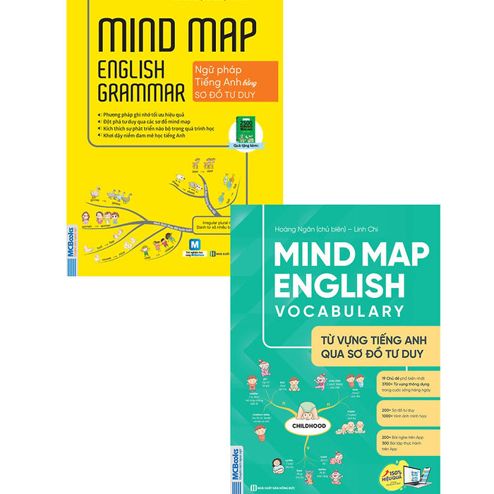 Combo Mindmap English Grammar - Ngữ Pháp Tiếng Anh Bằng Sơ Đồ Tư Duy + Mind Map English Vocabulary - Từ Vựng Tiếng Anh Qua Sơ Đồ Tư Duy (Bộ 2 Cuốn)_Mc