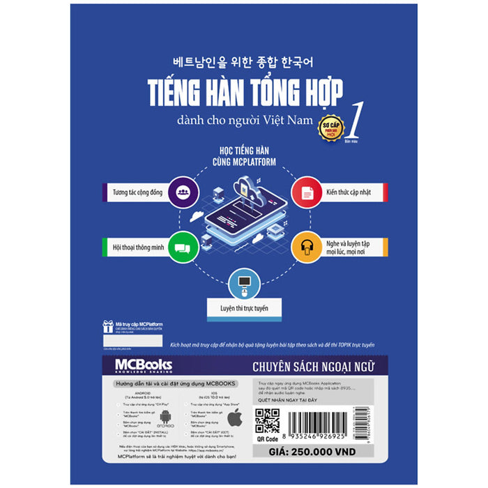 Sách Giáo Trình Tiếng Hàn Tổng Hợp Dành Cho Người Việt Nam - Sơ Cấp 1-Bản Màu-Học Kèm App Online