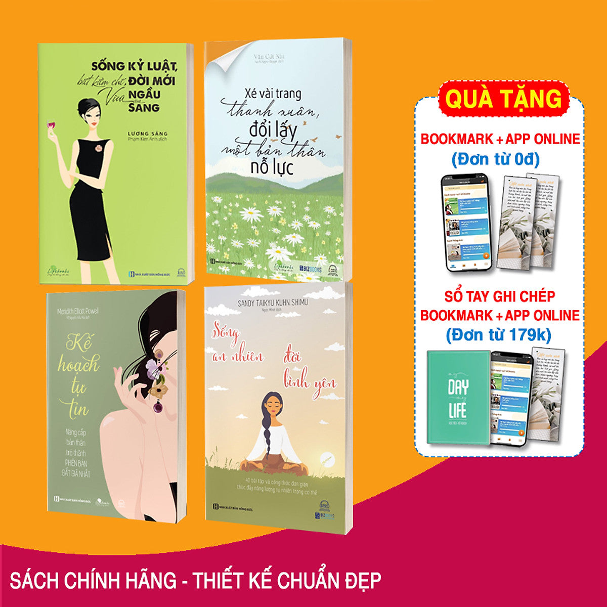 Bộ 4 Cuốn Sách Cẩm Nang Tuyệt Mật Của Phụ Nữ: Xé Vài Trang Thanh Xuân, Kế HoạCh Tự Tin, Sống Kỷ Luật, Biết Kiềm Chế Và Sống An Nhiên Đời Bình Yên
