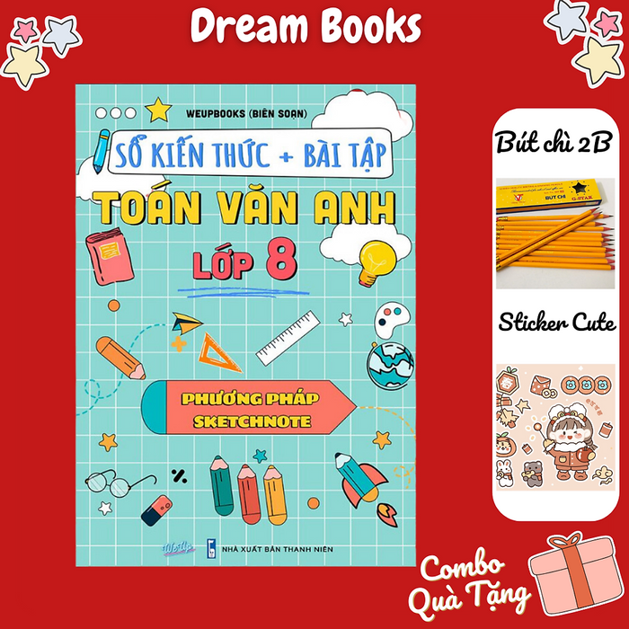 Sổ Tay Kiến Thức + Bài Tập Toán Văn Anh 8- Học Theo Phương Pháp Sketchnote Trang Trí Sticker Sinh Động