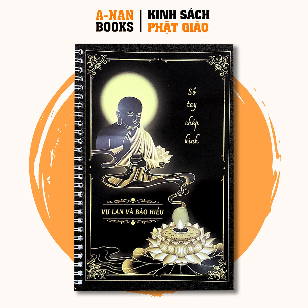 Sách - Vở Chép Kinh Vu Lan, Sổ Chép Kinh Vu Lan In Chữ Mờ Loại Cao Cấp Dày Dặn - Bìa Đen (Tặng Kèm Bút) - Anan Books